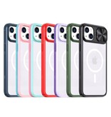 Stuff Certified® Estuche de carga inalámbrica para iPhone 12 Pro - Con deslizador para cámara - Protección Magsafe - Azul Rosa