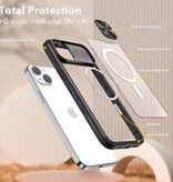 Stuff Certified® Wireless Charging Case for iPhone 13 Pro - with Camera Slide - Bumper Cover for Magsafe - Pink Blue