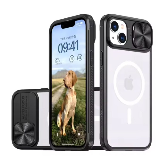 Stuff Certified® Étui de chargement sans fil pour iPhone 15 Pro Max – avec glissière pour appareil photo – Protection antichoc pour Magsafe – Noir