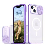 Stuff Certified® Etui z ładowaniem bezprzewodowym do iPhone'a 14 Pro - z przesuwaną kamerą - Bumper Cover do Magsafe - fioletowy