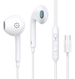 TOPK F20 Earbuds with Microphone and Controls - USB Type C Earphones Volume Control Wired Earphone - White