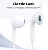 TOPK F20 Earbuds with Microphone and Controls - USB Type C Earphones Volume Control Wired Earphone - White