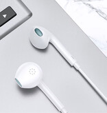 TOPK F20 Earbuds with Microphone and Controls - USB Type C Earphones Volume Control Wired Earphone - White