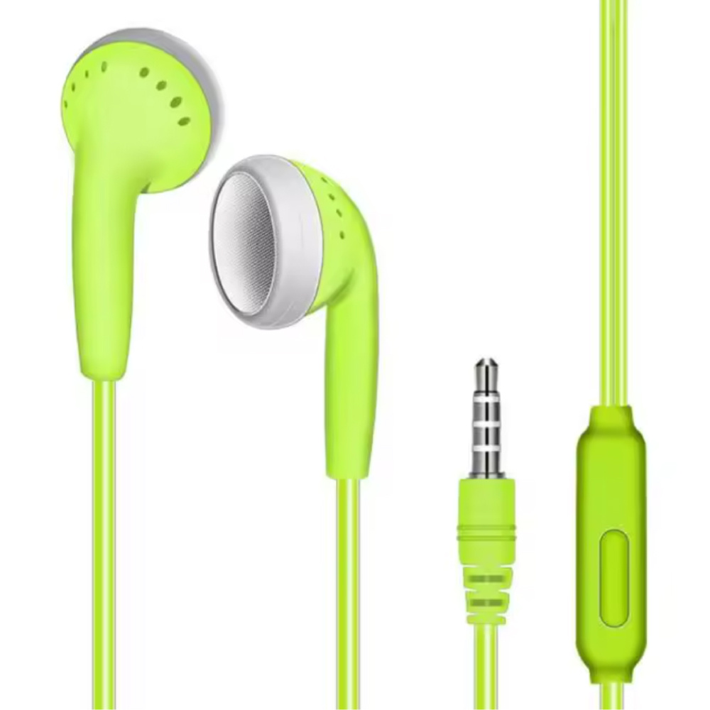 Auriculares con micrófono y controles - Auriculares auxiliares de 3,5 mm - Cable de 1,2 m - Auriculares con cable - Verdes