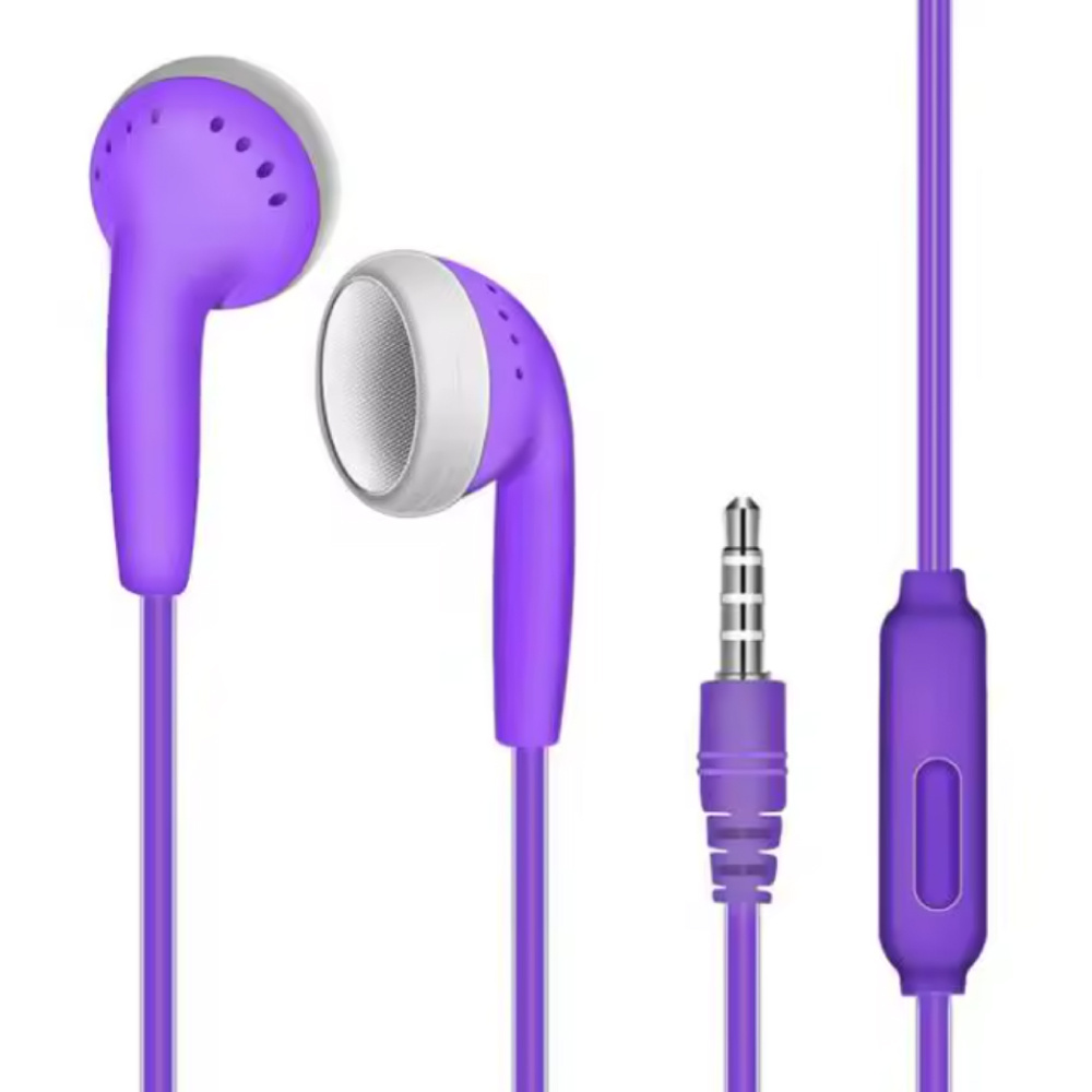 Auriculares con micrófono y controles - Auriculares auxiliares de 3,5 mm - Cable de 1,2 m - Auriculares con cable - Morados