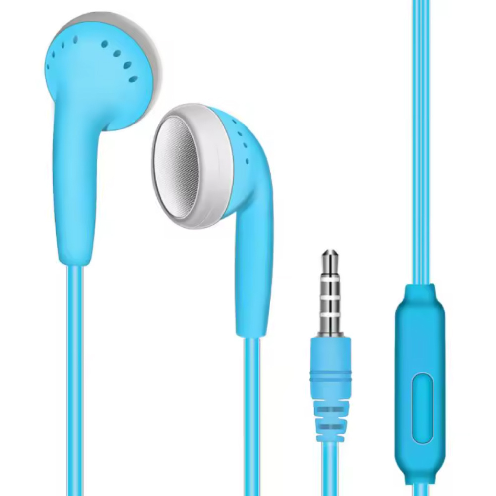 Écouteurs avec microphone et commandes - Écouteurs AUX 3,5 mm - Câble de 1,2 m - Écouteurs filaires - Bleu