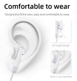 Stuff Certified® Auriculares con micrófono y controles de volumen para entrada auxiliar de 3,5 mm, color blanco.