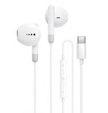 Stuff Certified® Auriculares USB tipo C con micrófono y controles - Auriculares con cable y control de volumen - Blanco