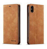 Forwenw iPhone 16 Plus Wallet Flip Case - Portefeuille Cover PU Leer Hoesje - Bruin