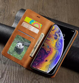 Forwenw Funda tipo cartera para iPhone 16 Plus - Funda de piel sintética tipo cartera - Marrón