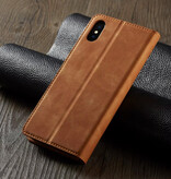 Forwenw iPhone 16 Pro Max Wallet Flip Case - Portefeuille Cover PU Leer Hoesje - Bruin