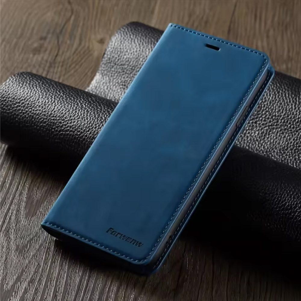Forwenw iPhone 15 Pro Max Wallet Flip Case - Wallet Cover PU Lederhülle - Blau