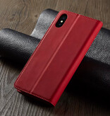 Forwenw Etui portfelowe z klapką do iPhone'a 16 Pro Max - etui portfelowe ze skóry PU - czerwone