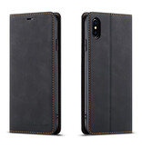 Forwenw iPhone 16 Plus Wallet Flip Case - Wallet Cover PU Ledertasche - Schwarz