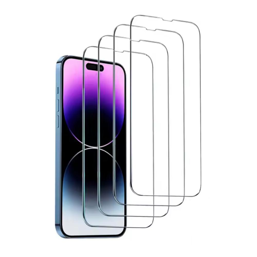 Stuff Certified® 4er-Pack iPhone 15 Pro Displayschutzfolie - Panzerglasfolie Gehärtetes Glas