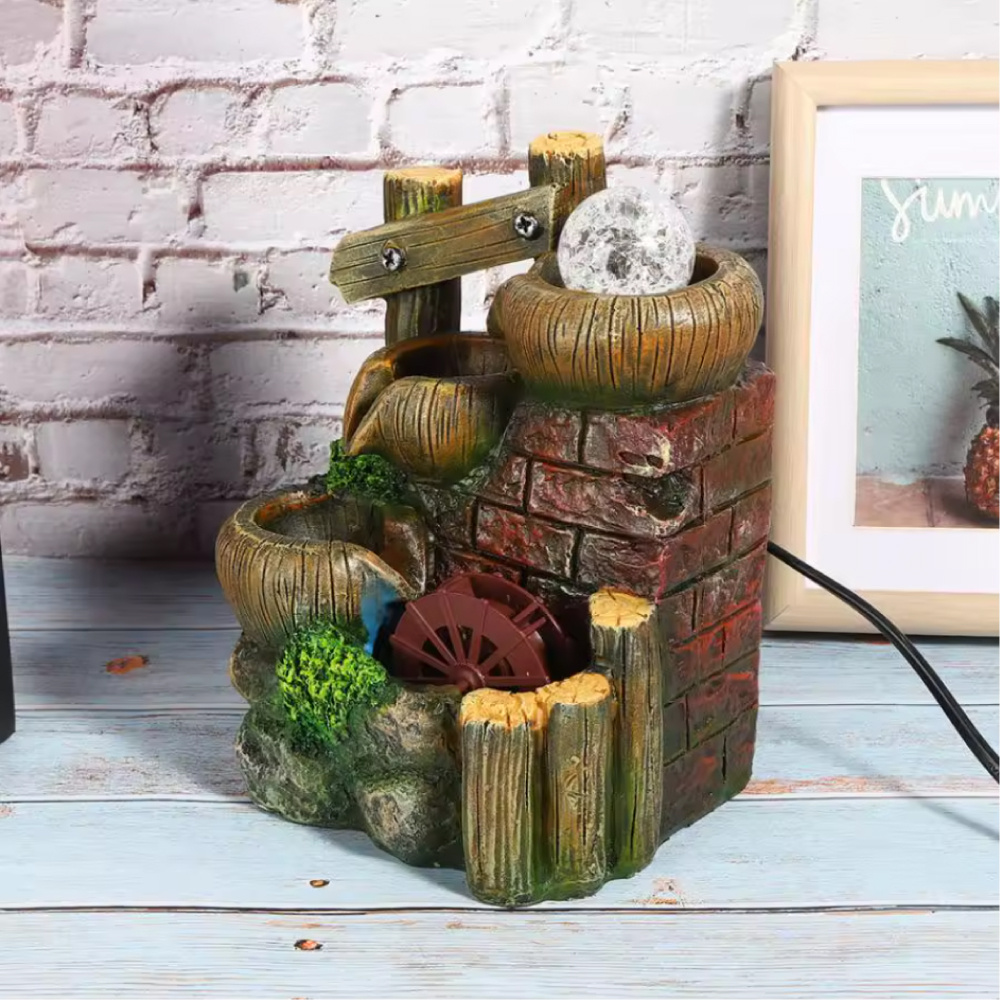 Watermolen Sier Fontein - Feng Shui Waterval Hars Decoratie