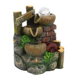 Fdit Fontaine décorative en forme de moulin à eau - Décoration en résine style cascade Feng Shui