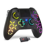 Bonacell RGB-Gaming-Controller für PS5 / PS4 / PC - Kabelloses Gamepad mit Vibration - Schwarz