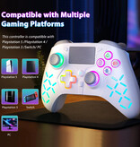 Bonacell RGB-Gaming-Controller für PS5 / PS4 / PC - Kabelloses Gamepad mit Vibration - Schwarz