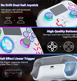 Bonacell RGB-Gaming-Controller für PS5 / PS4 / PC - Kabelloses Gamepad mit Vibration - Weiß