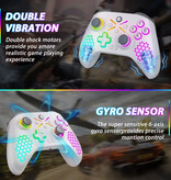 Bonacell RGB-Gaming-Controller für PS5 / PS4 / PC - Kabelloses Gamepad mit Vibration - Weiß