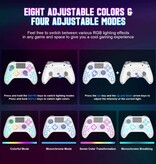 Bonacell RGB-Gaming-Controller für PS5 / PS4 / PC - Kabelloses Gamepad mit Vibration - Weiß