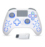 Bonacell RGB-Gaming-Controller für PS5 / PS4 / PC - Kabelloses Gamepad mit Vibration - Weiß