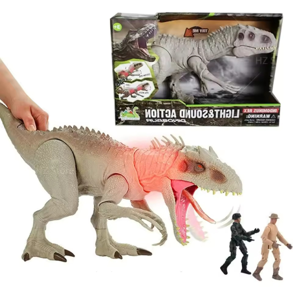 Stuff Certified® Dinosauro (Indominus Rex) - Robot giocattolo elettrico in movimento - Bianco