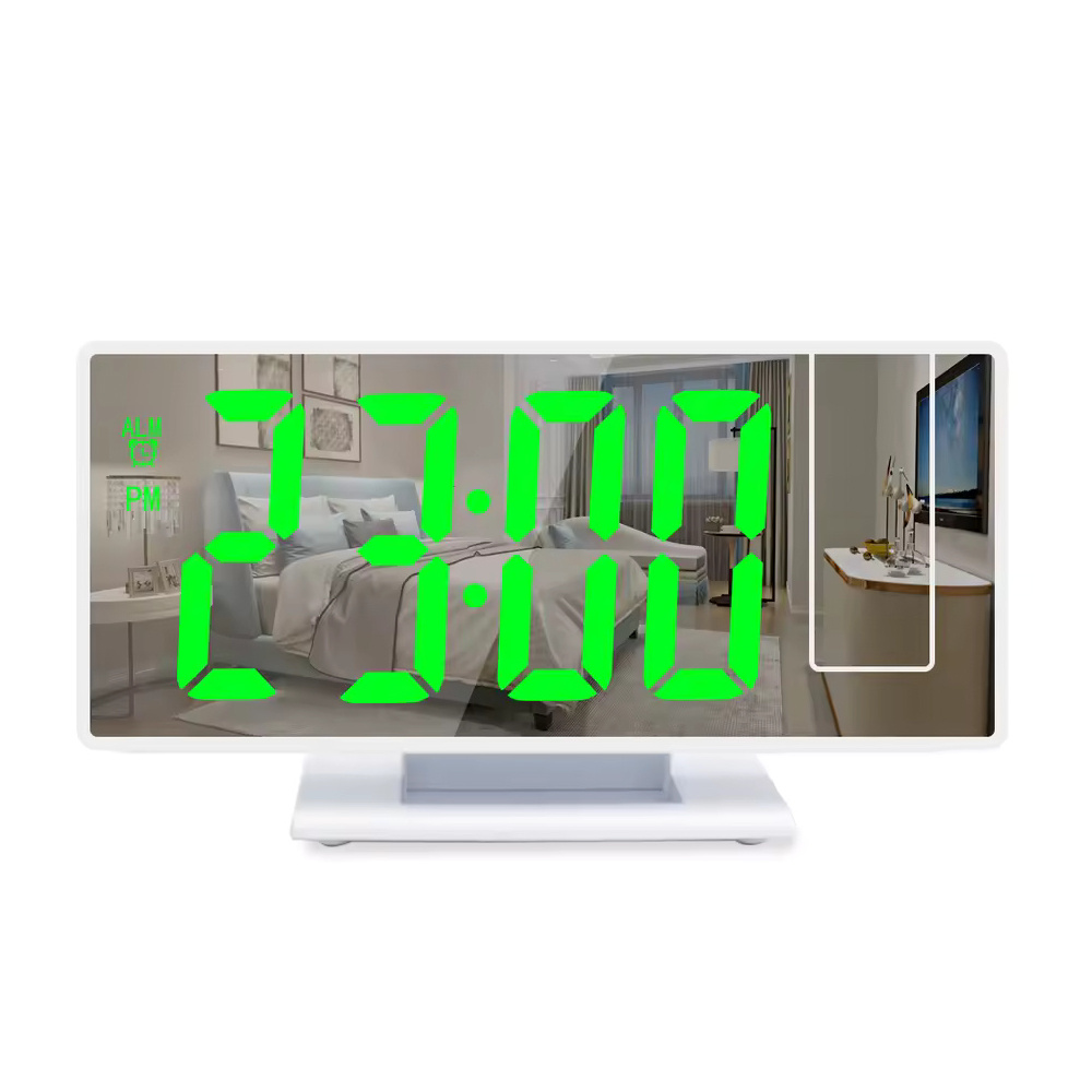 Stuff Certified® Digitale Wekker met Projectie - Alarm Klok Temperatuur Kalender LED Rotatieprojectie - Wit Groen