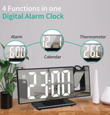 Stuff Certified® Digital Alarm Clock with Projection - Alarm Clock Temperature LED Rotation Projection - Black - Copy