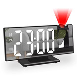 Stuff Certified® Despertador digital con proyección - Reloj despertador con temperatura, calendario, LED, rotación y proyección - Blanco y negro