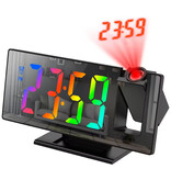 Stuff Certified® Digital Alarm Clock with Projection - Alarm Clock Temperature Calendar LED Rotation Projection - Colorful