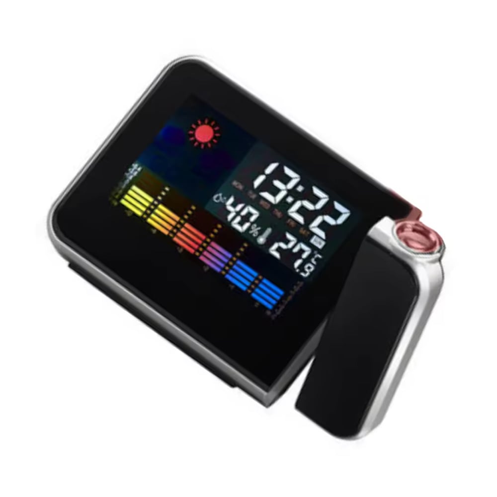 FangNymph Digitaler Wecker mit Projektion - Wecker Temperatur Hygrometer - Schwarz