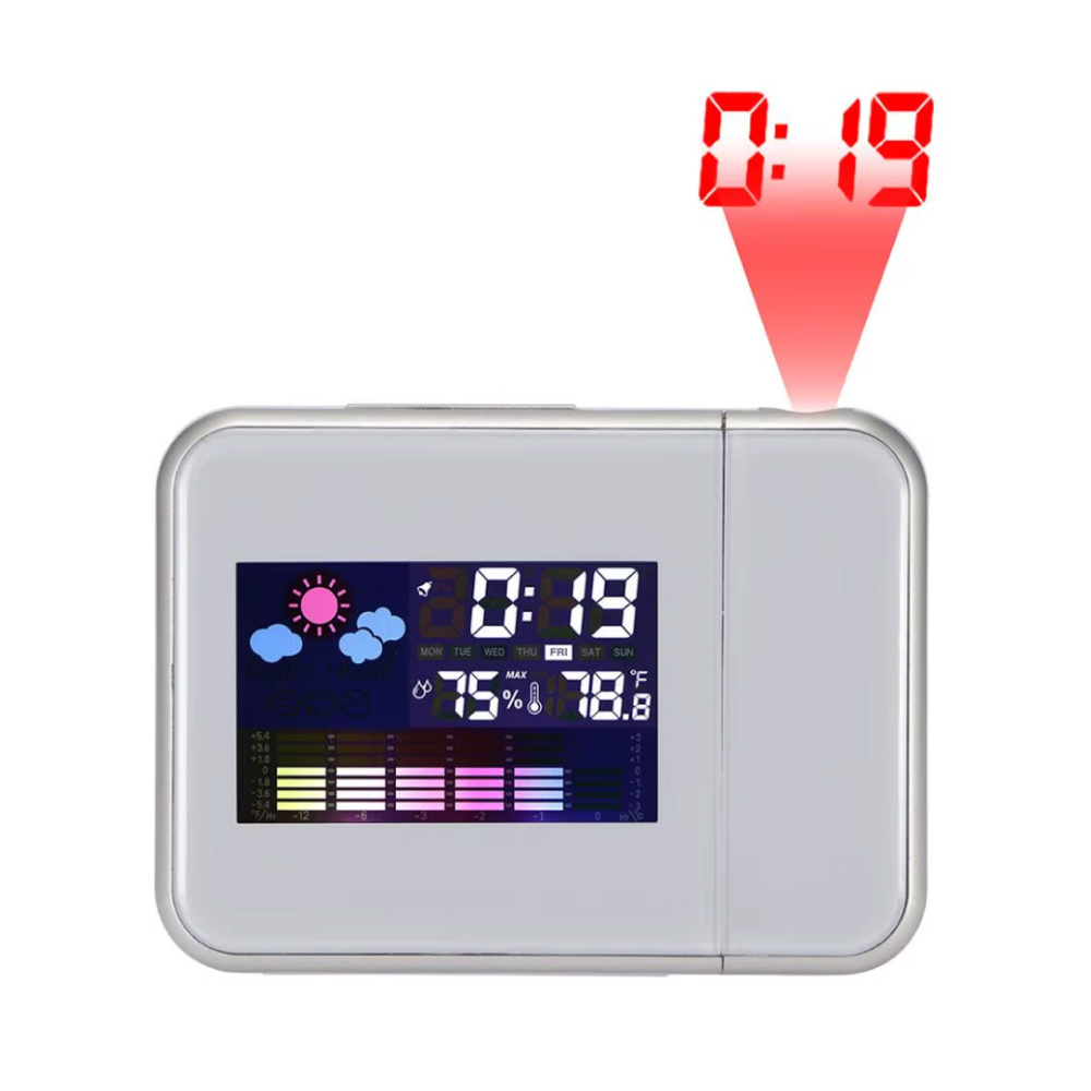 FangNymph Digitale Wekker met Projectie - Alarm Klok Temperatuur Hygrometer - Wit