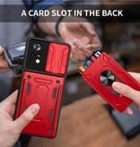 WENBIN Xiaomi Redmi Note 12 Pro (5G) - Etui na kartę z podstawką i wysuwaną kamerą - Obudowa Pop Grip - Czerwony