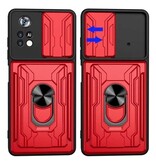 WENBIN Xiaomi 13T - Custodia con slot per schede, supporto e scorrimento per fotocamera - Pop Grip Cover - Rosso