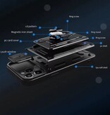 WENBIN Xiaomi Poco M6 Pro (5G) - Funda con ranura para tarjetas, soporte y tapa deslizante para cámara - Pop-Grip Cover - Negro