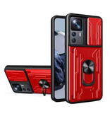 WENBIN Xiaomi Redmi Note 13 Pro Plus - Étui avec fente pour carte, béquille et glissière pour appareil photo - Pop Grip Cover - Rouge