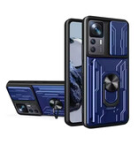 WENBIN Xiaomi Redmi 11 Pro - Card Slot Case with Kickstand and Camera Slide - Pop Grip Cover - Blue