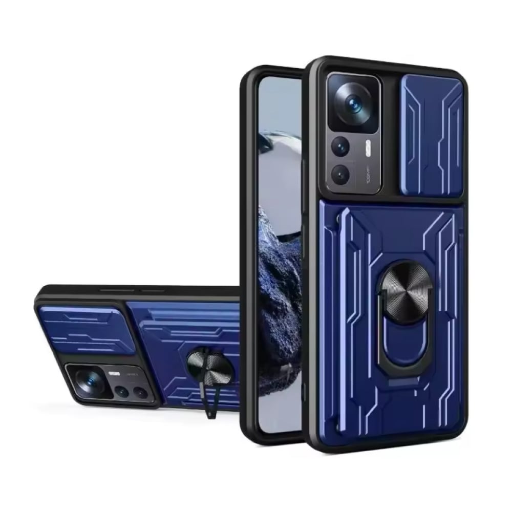 WENBIN Xiaomi Redmi Note 12 Pro (4G) - Etui na kartę z podstawką i wysuwaną kamerą - Obudowa Pop Grip - Niebieski