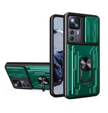 WENBIN Xiaomi Poco M6 Pro (5G) - Hülle mit Kartensteckplätzen, Ständer und Kamera-Folie - Pop-Grip-Abdeckung - Grün