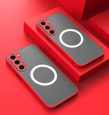 Stuff Certified® Coque magnétique mate pour Samsung Galaxy S24 Ultra - Coque de chargement sans fil - Rouge