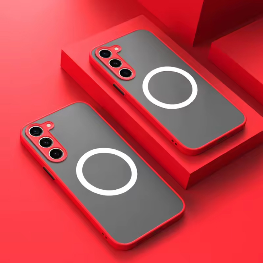 Stuff Certified® Matte Magnetisch Hoesje voor Samsung Galaxy S24 Ultra - Draadloos Opladen Cover - Rood