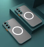 Stuff Certified® Mattes magnetisches Case für Samsung Galaxy S22 - Wireless Charging Cover - Dunkelgrün