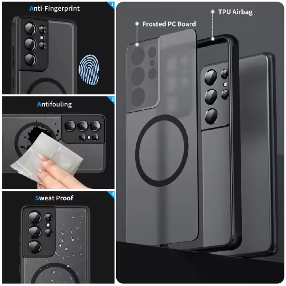 Stuff Certified® Mattes magnetisches Case für Samsung Galaxy S25 - Wireless Charging Cover - Schwarz