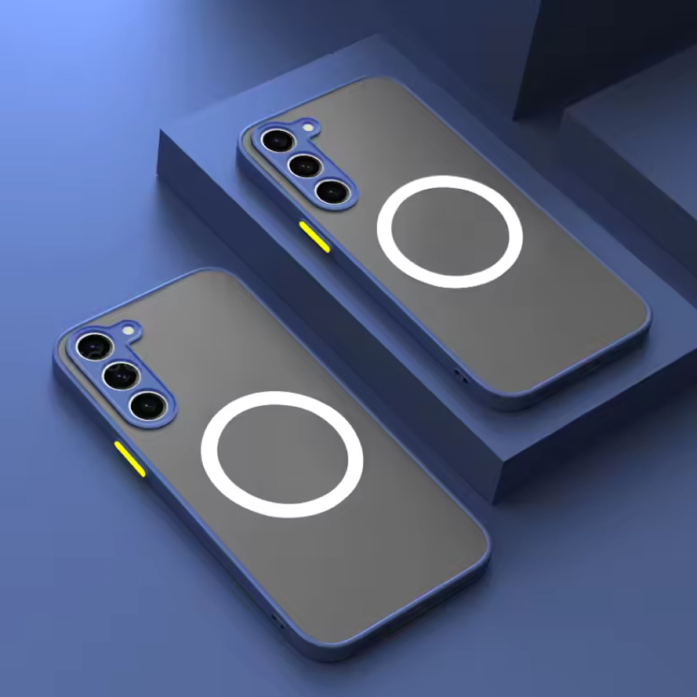 Stuff Certified® Matte Magnetisch Hoesje voor Samsung Galaxy S24 Ultra - Draadloos Opladen Cover - Blauw