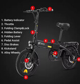 Dyu Bicicletta elettrica pieghevole A1F - Smart E Bike - Batteria da 250 W e 7,5 Ah - Nera