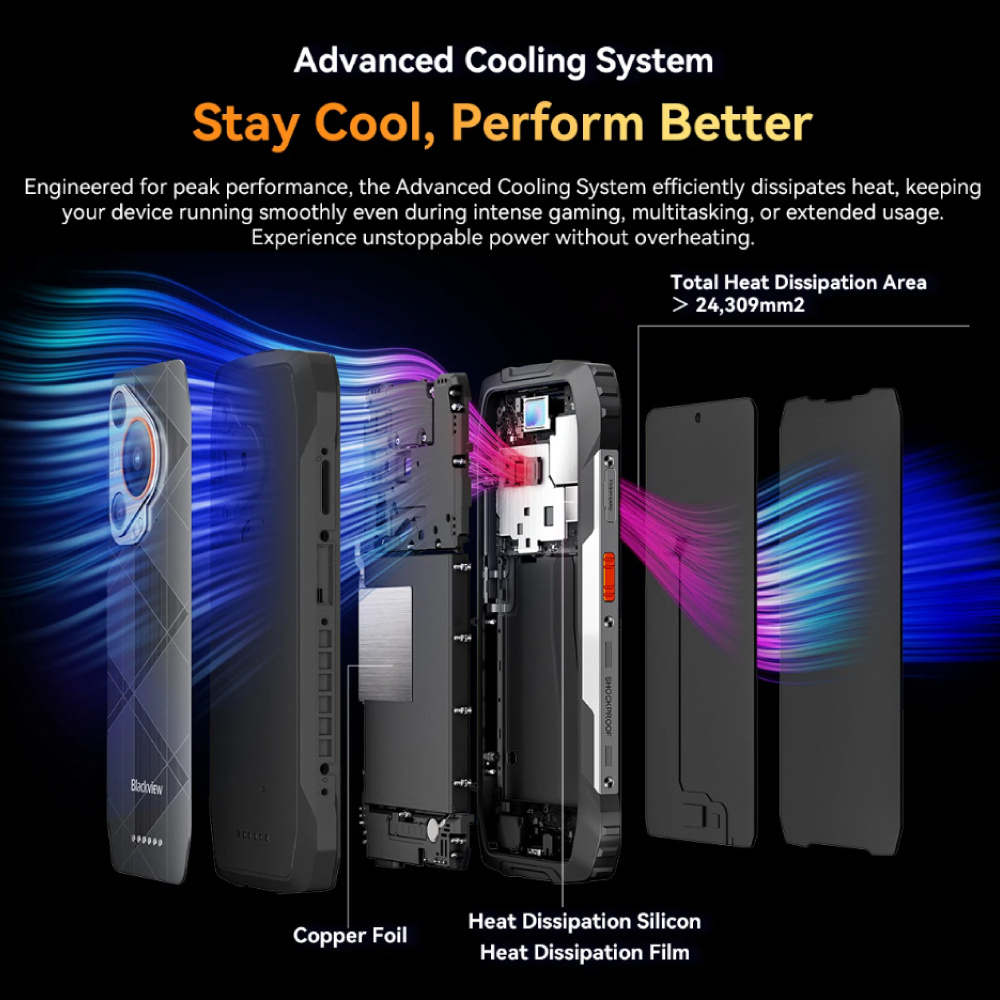 Blackview Smartfon BL7000 Outdoor - 24 GB RAM - 256 GB pamięci masowej - Aparat 50 MP - Bateria 7500 mAh - Pomarańczowy