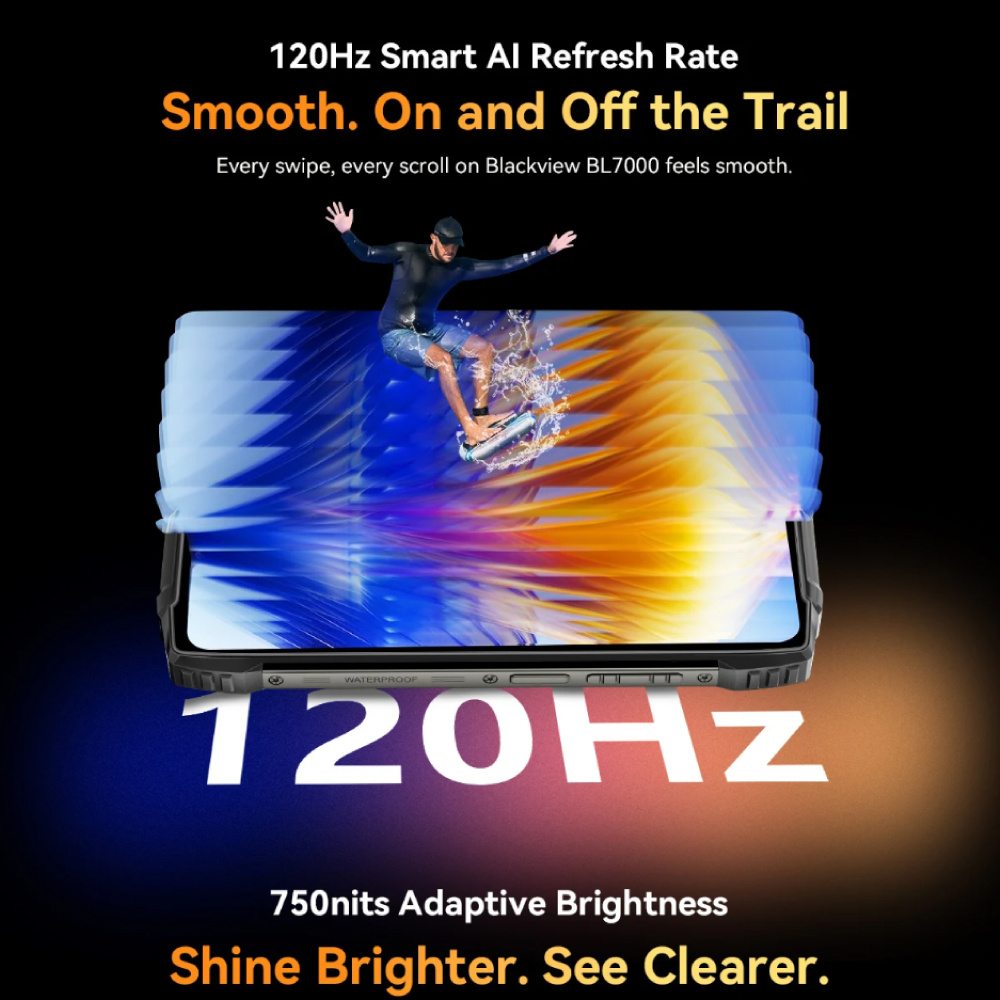 Blackview Smartphone d'extérieur BL7000 - 24 Go RAM - 256 Go Stockage - Appareil photo 50 MP - Batterie 7500 mAh - Orange