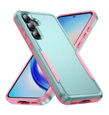 Stuff Certified® Samsung Galaxy S23 FE Armor Hoesje - Militaire Kwaliteit PC + TPU Cover - Groen-Roze